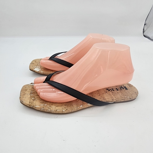 Korks Winnie Flat Flip Flop Sandals Black/Cork Women’s Size 8 Preowned - Picture 5 of 16